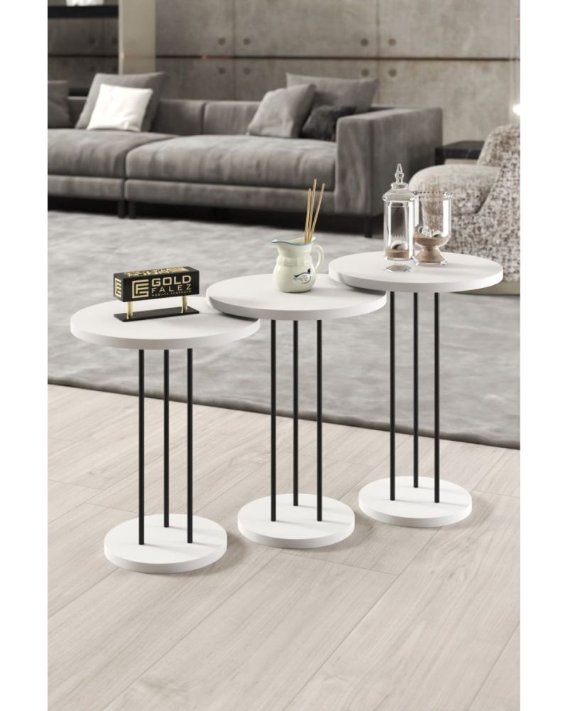 Goldfalez Metal Terra Zigon Beyaz 3'lü
