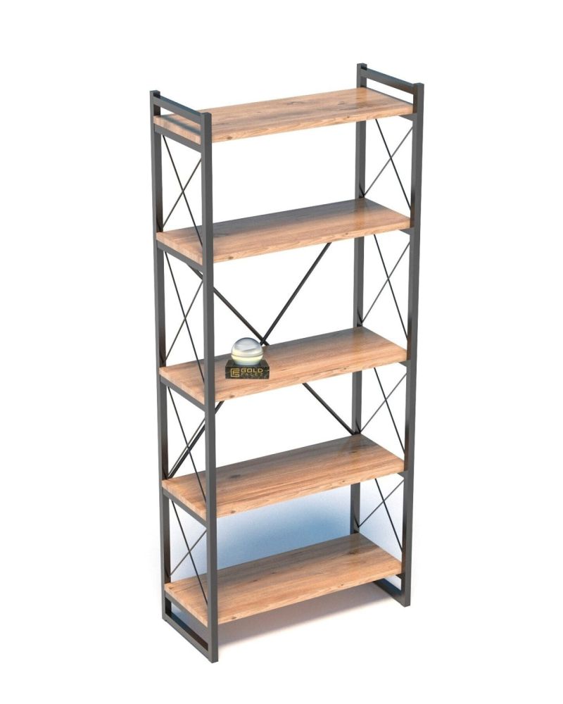İlkal 5 Raflı Metal Kitaplık Ceviz 180 cm