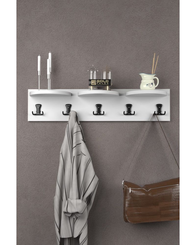 İlkal 5'li Duvar Askılığı Beyaz 80 cm