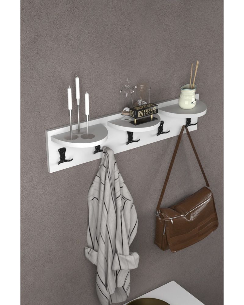 İlkal 5'li Duvar Askılığı Beyaz 80 cm