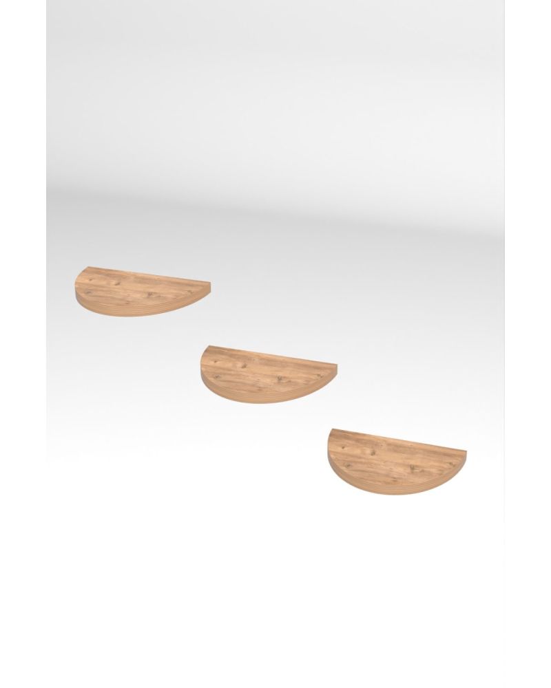 İlkal 3'lü Oval Duvar Rafı Ceviz 115 cm