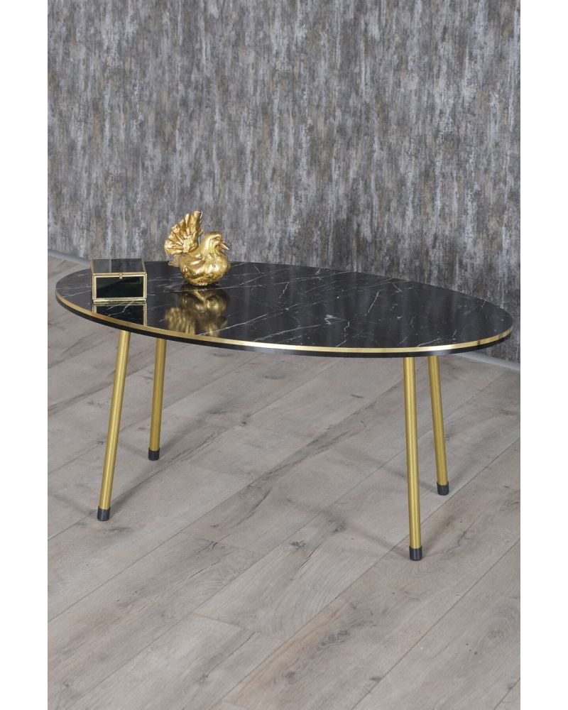 Goldfalez Gold Metal Düz Ayak 4'lü Sehpa Siyah