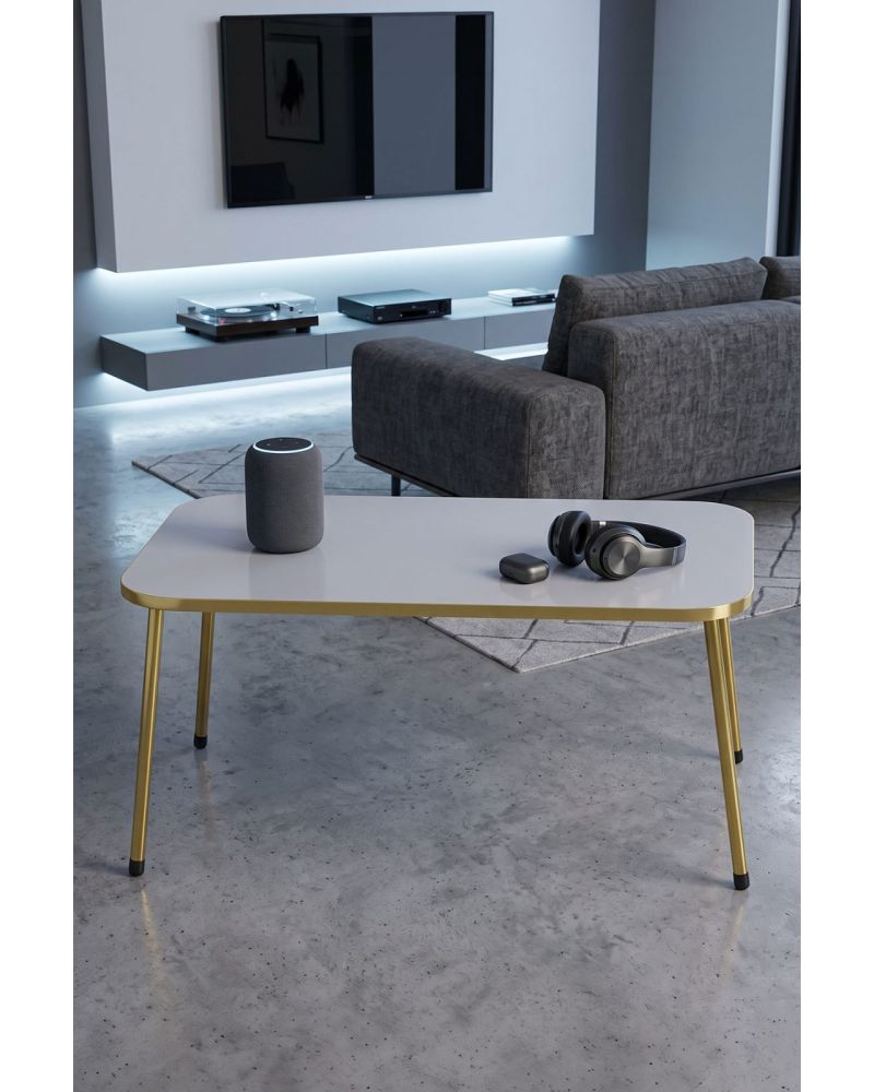 Goldfalez Gold Metal Düz Ayak 4'lü Sehpa Beyaz