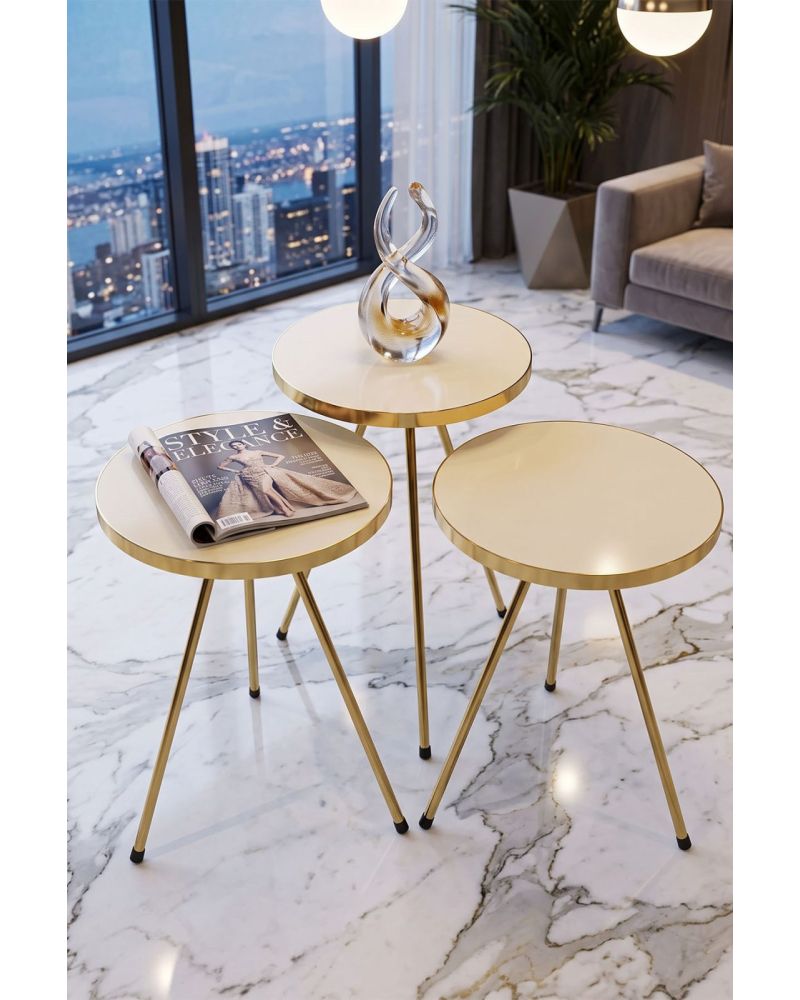 Goldfalez Gold Metal Düz Ayak Zigon Krem 3'lü
