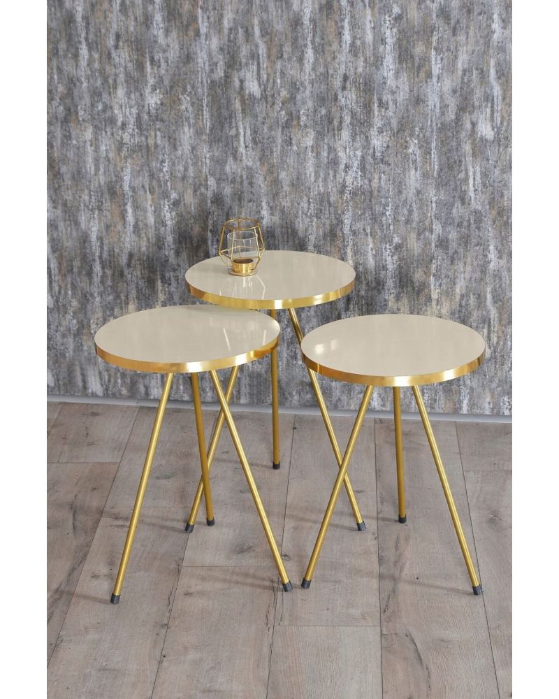 Goldfalez Gold Metal Düz Ayak Zigon Krem 3'lü