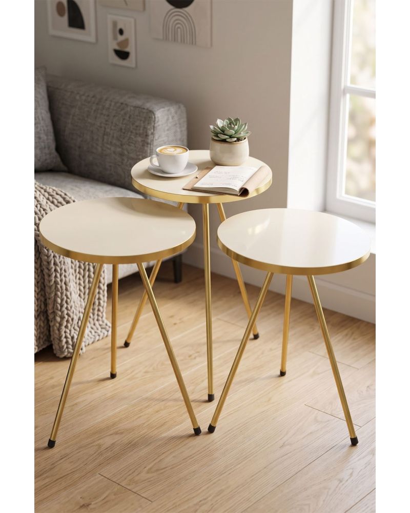 Goldfalez Gold Metal Düz Ayak Zigon Krem 3'lü