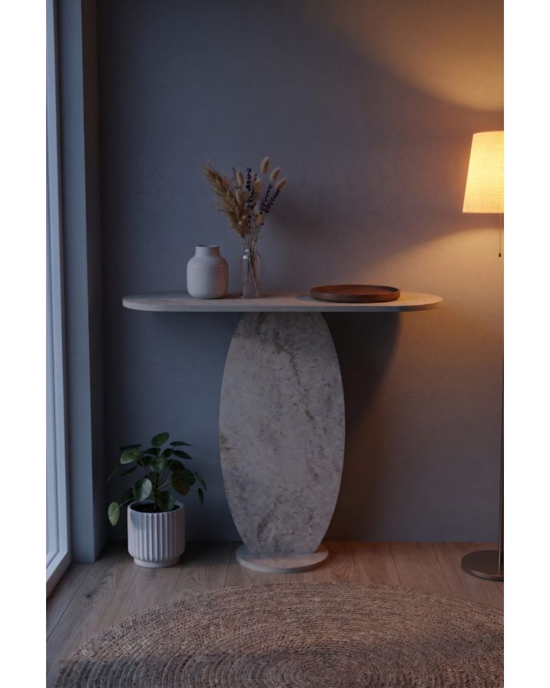 Dresuar Modern Dekoratif Antre Konsolu Giriş Hol Koridor Salon Konsol Masası 7031 Traverten