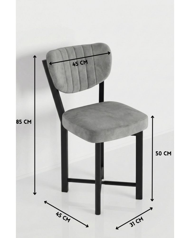 Sandalye 2 Adet Baby Face Kumaş Metal Ayak Modern Mutfak Sandalyesi Cafe Balkon Ofis Elma 9810 Gri