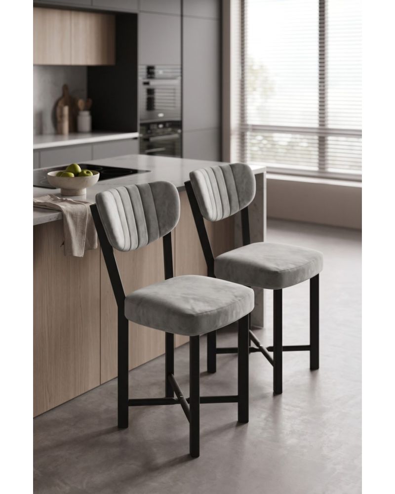 Sandalye 2 Adet Baby Face Kumaş Metal Ayak Modern Mutfak Sandalyesi Cafe Balkon Ofis Elma 9810 Gri
