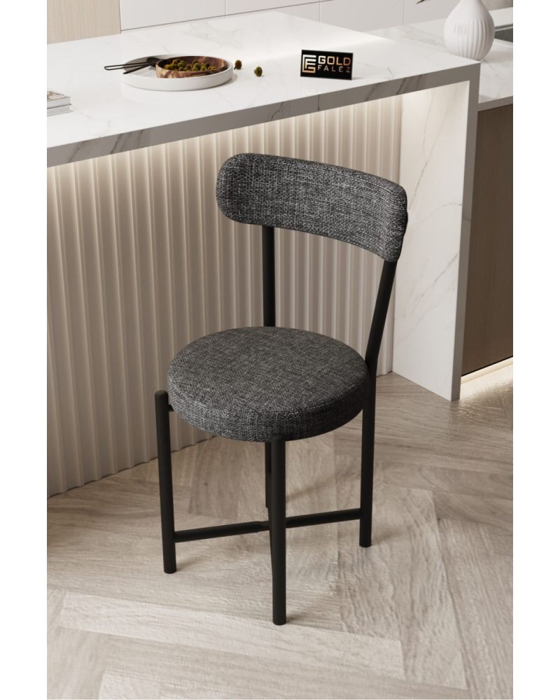 Sandalye 1 Adet Keten Kumaş Metal Ayak Modern Mutfak Sandalyesi Cafe Balkon Ofis Teddy 9817 Anstrast