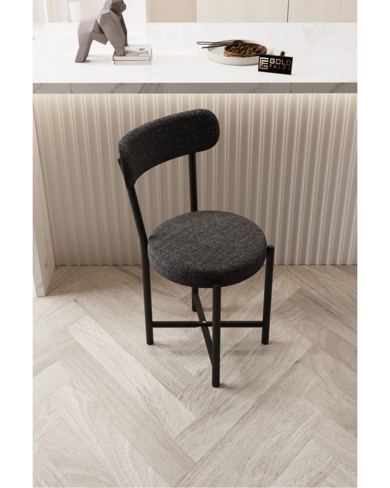 Sandalye 1 Adet Keten Kumaş Metal Ayak Modern Mutfak Sandalyesi Cafe Balkon Ofis Teddy 9817 Anstrast