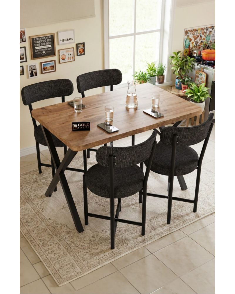 Sandalye 1 Adet Keten Kumaş Metal Ayak Modern Mutfak Sandalyesi Cafe Balkon Ofis Teddy 9817 Anstrast
