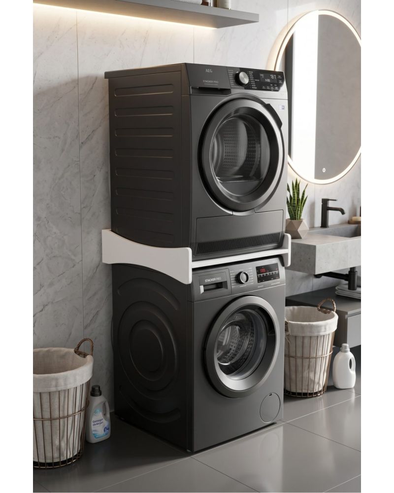 Çamaşır Makinesi Kurutma Makinesi Ara Bağlantı Tablası Üst Üste Koyma Rafı Standı 60x63,6 cm Üst üste Koyma Kiti 263 Beyaz