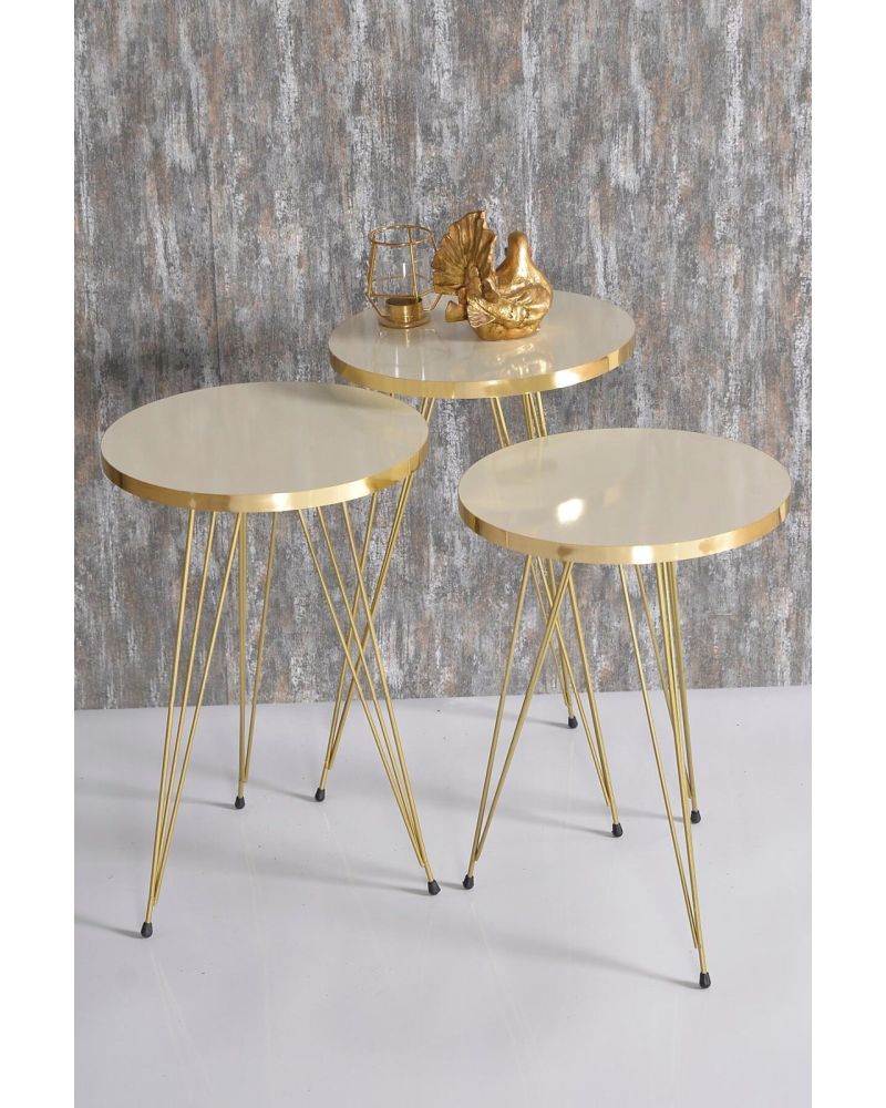 Zigon Sehpa Gold Krem Tel