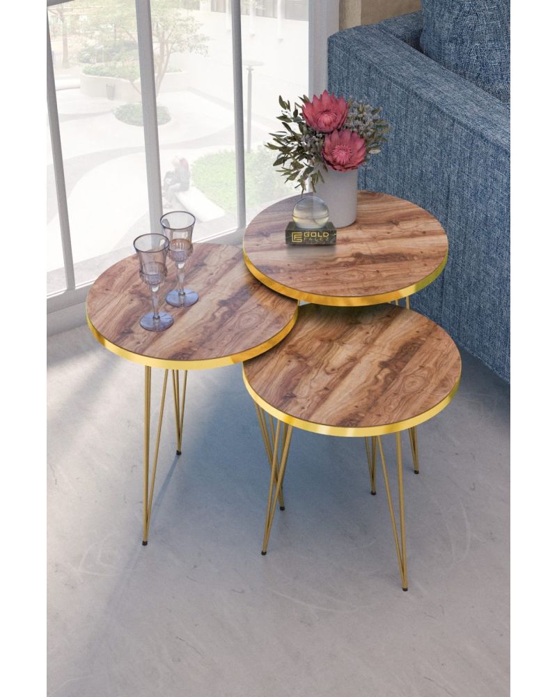 Zigon Sehpa Gold Ceviz Tel