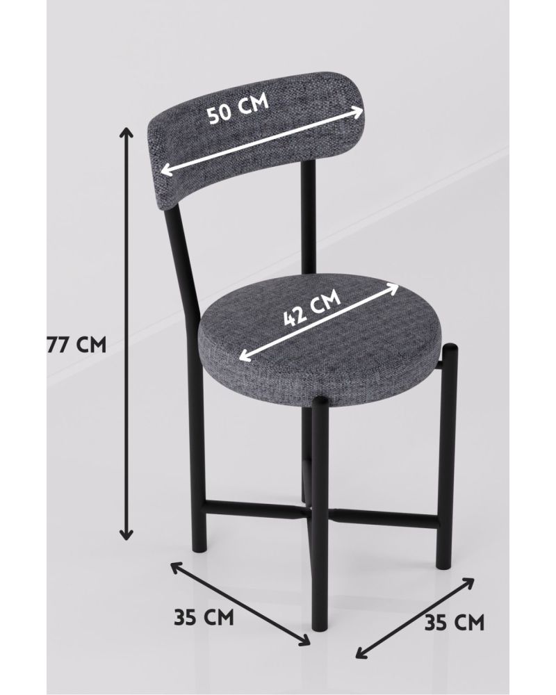 Sandalye 1 Adet Keten Kumaş Metal Ayak Modern Mutfak Sandalyesi Cafe Balkon Ofis Teddy 9816 Gri