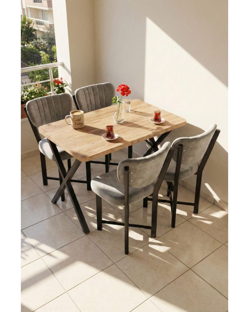 Sandalye 1 Adet Baby Face Kumaş Metal Modern Mutfak Sandalyesi Cafe Balkon Ofis Elma 9814 Gri