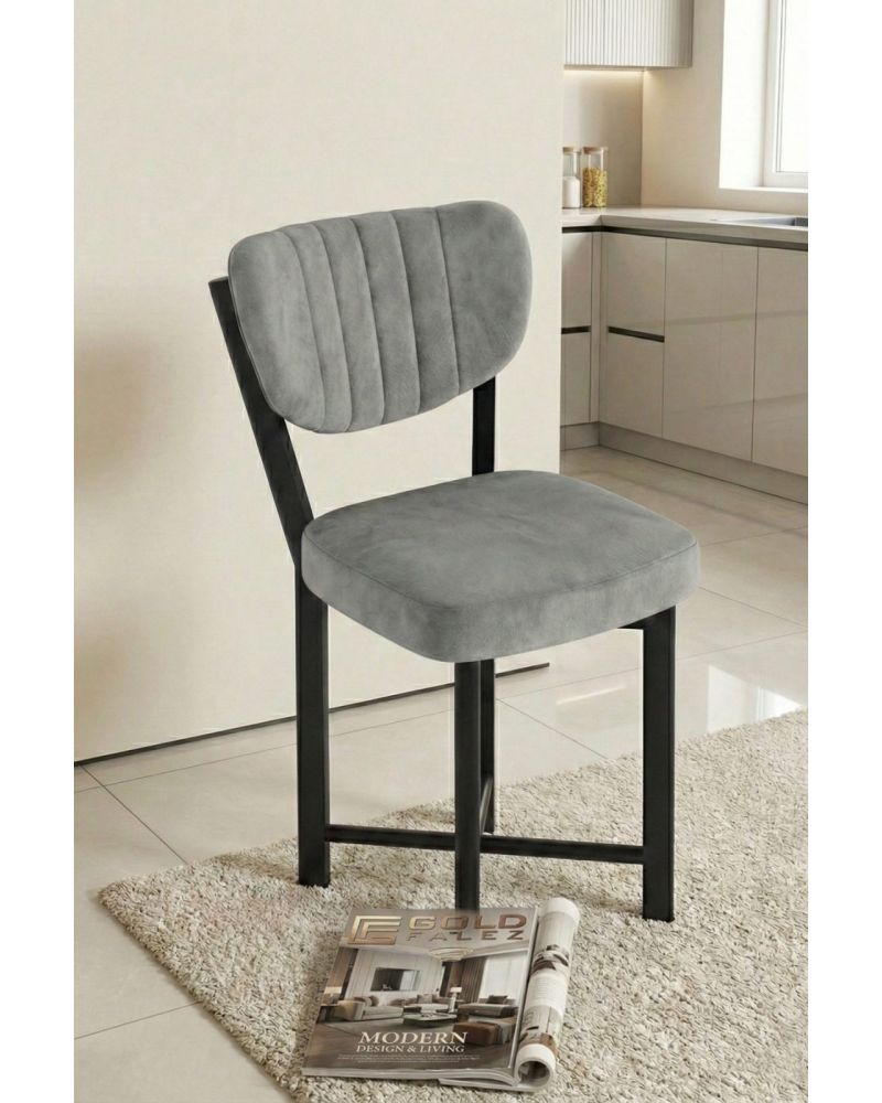 Sandalye 1 Adet Baby Face Kumaş Metal Modern Mutfak Sandalyesi Cafe Balkon Ofis Elma 9814 Gri