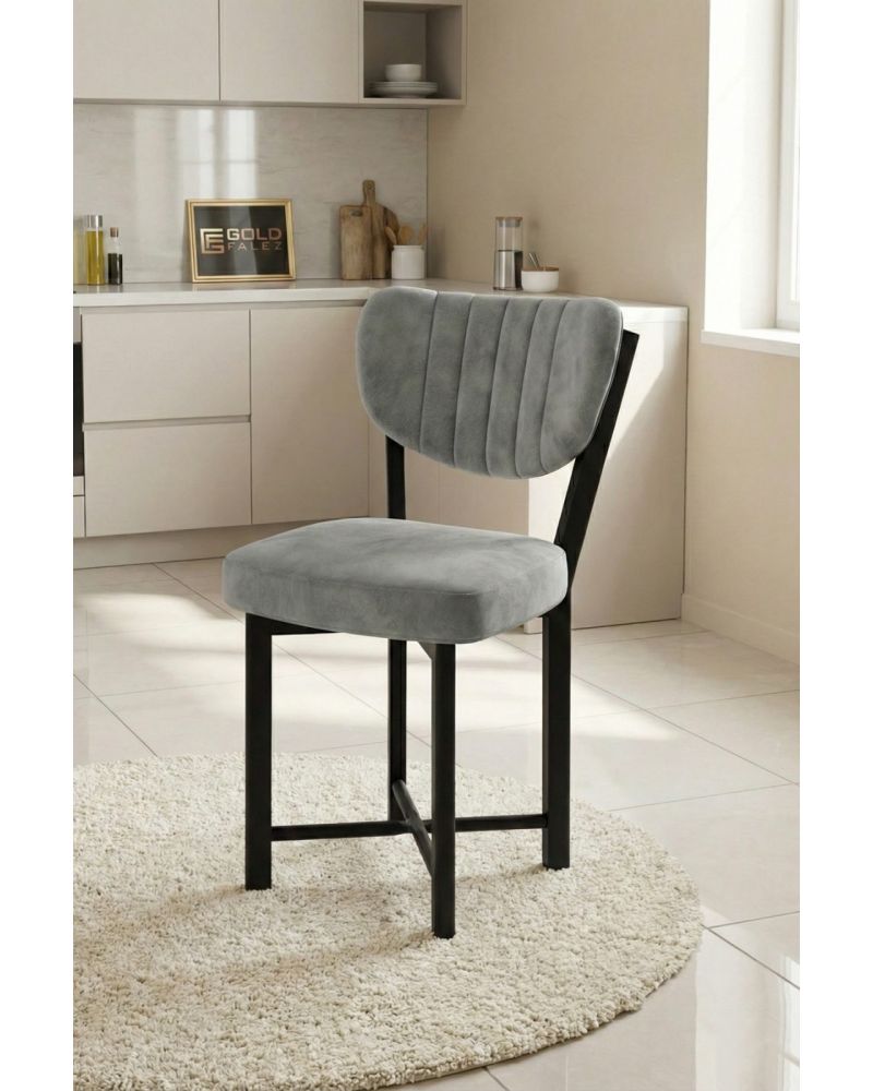 Sandalye 1 Adet Baby Face Kumaş Metal Modern Mutfak Sandalyesi Cafe Balkon Ofis Elma 9814 Gri