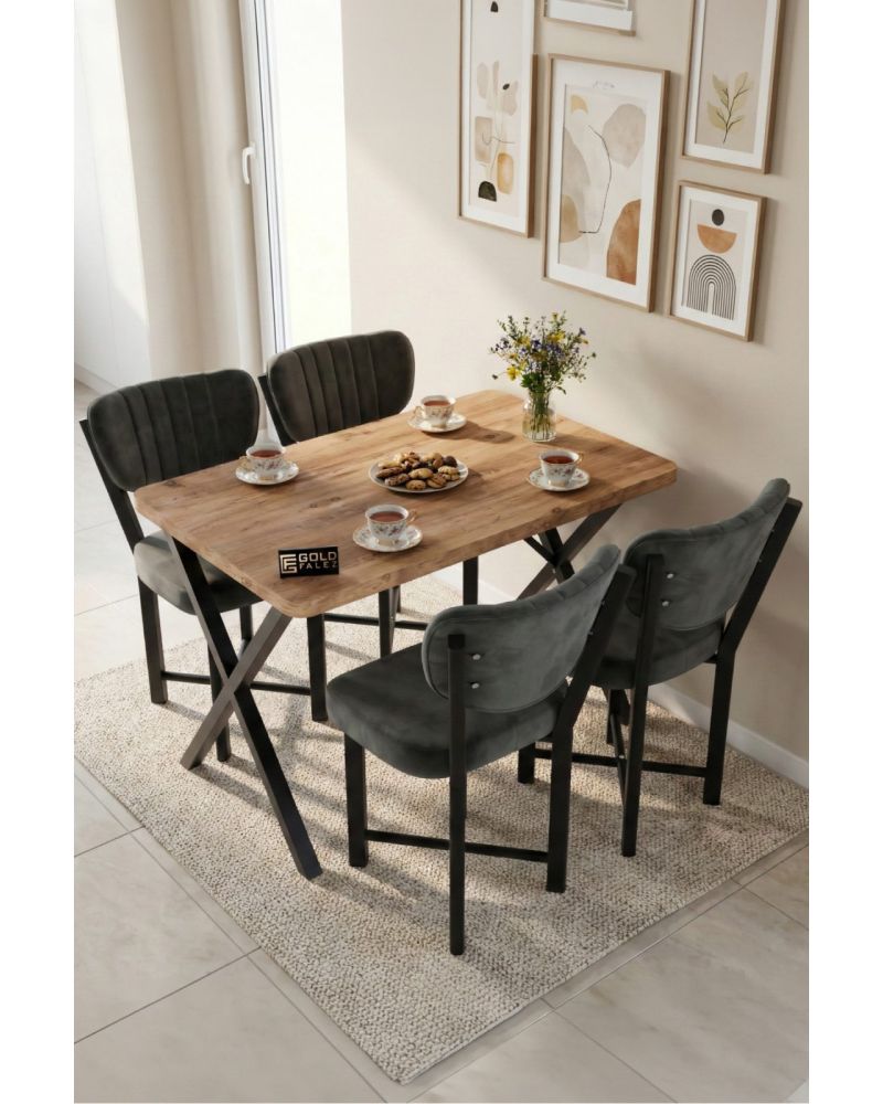 Sandalye 1 Adet Baby Face Kumaş Metal Modern Mutfak Sandalyesi Cafe Balkon Ofis Elma 9815 Antrast