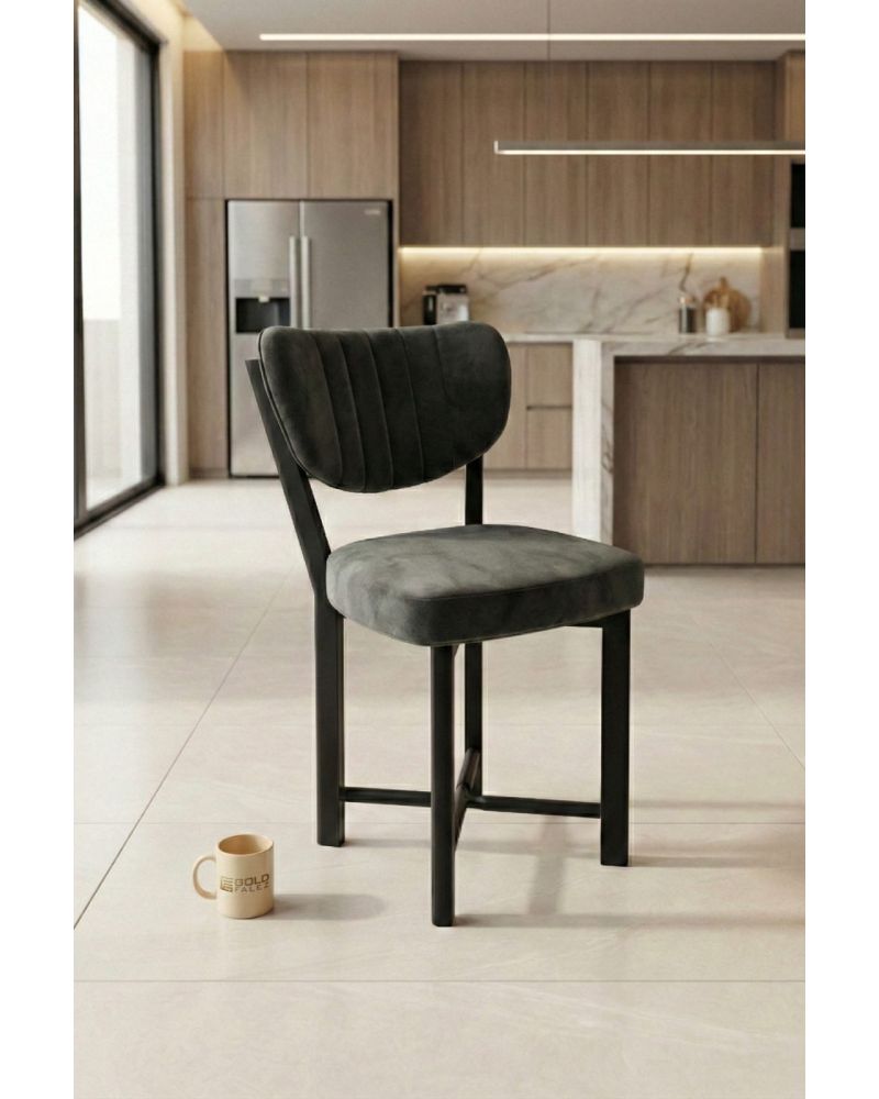 Sandalye 1 Adet Baby Face Kumaş Metal Modern Mutfak Sandalyesi Cafe Balkon Ofis Elma 9815 Antrast