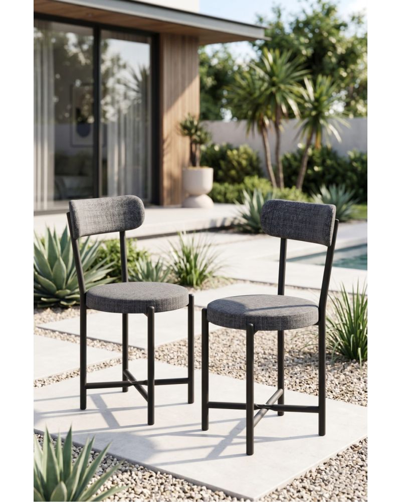 Sandalye 2 Adet Keten Kumaş Metal Ayak Modern Mutfak Sandalyesi Cafe Balkon Ofis Teddy 9813 Antrasit