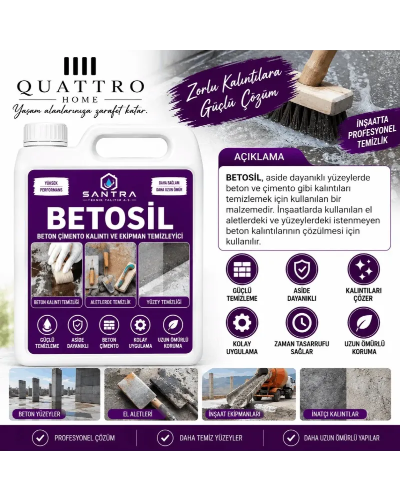 Betosil Beton ve Çimento Kalıntı Temizleyici 1 KG – İnşaat Sonrası Güçlü Yüzey ve Ekipman Temizleme Solüsyonu