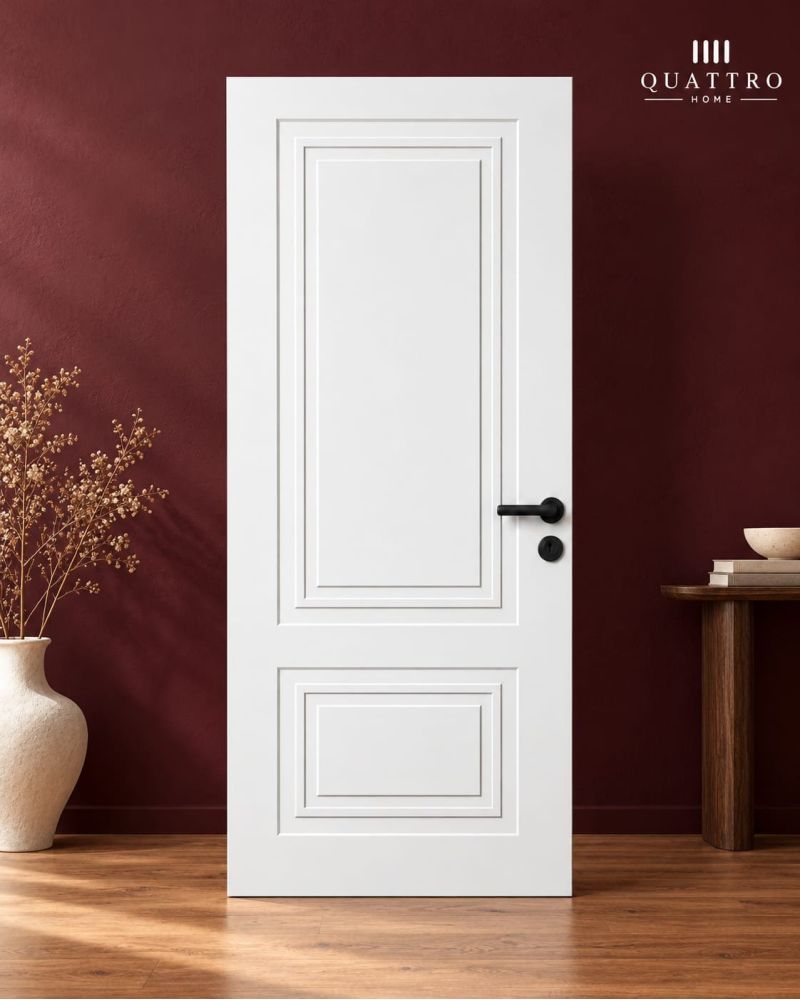 Quattro Home Beyaz Çift Panelli Melamin wc Kapısı – Antrasit Kollu  wc kapı  70 lik  dıştan dışa 77/210
