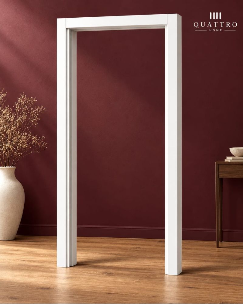 Quattro Home Beyaz Çift Panelli Melamin wc Kapısı – Antrasit Kollu  wc kapı  70 lik  dıştan dışa 77/210