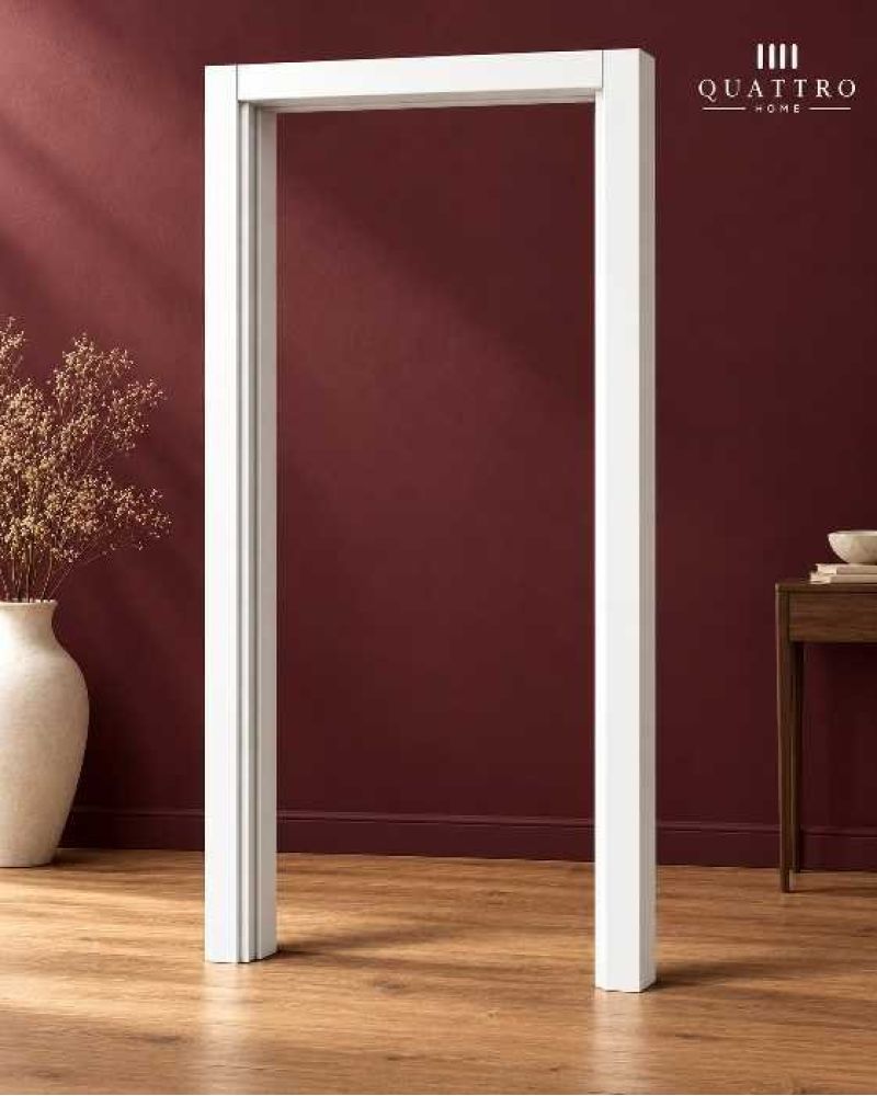 Quattro Home Beyaz Çift Panelli Melamin İç Oda Kapısı – Antrasit Kollu 90 lık  dıştan dışa 97/210