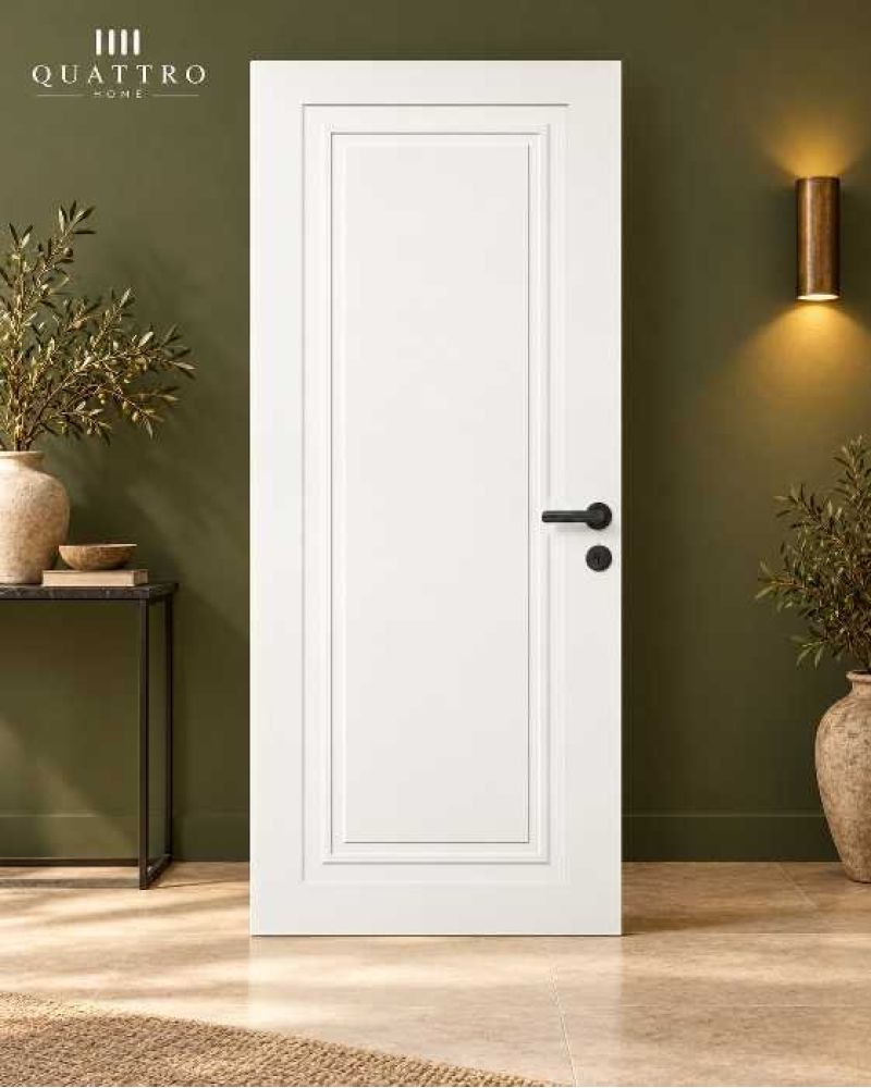77/210 Quattro Home Beyaz Melamin wc Oda Kapısı – Antrasit Kollu, Pervazlı