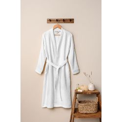 Unisex Kimono Bornoz - Beyaz