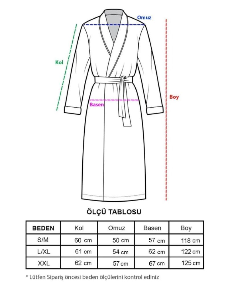 Unisex Kimono Bornoz - Beyaz