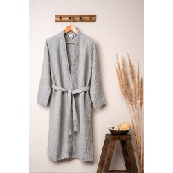 Unisex Kimono Bornoz - Gri