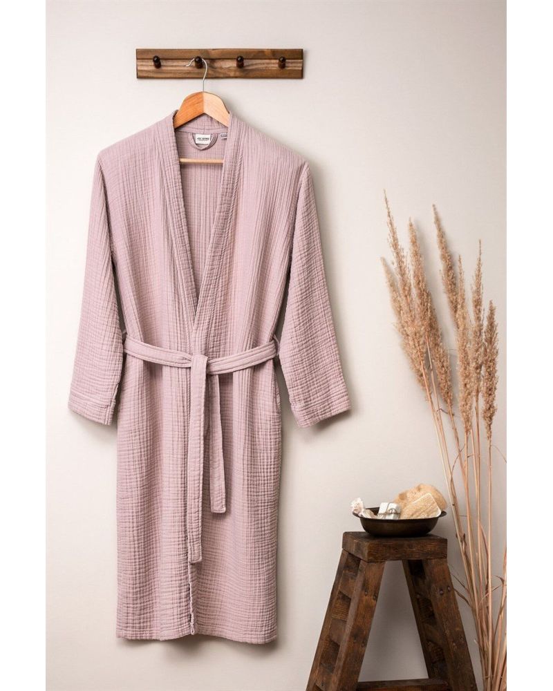 Unisex Kimono Bornoz - Pudra