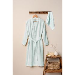Unisex Kimono Müslin Bornoz-Havlu Seti - Mint