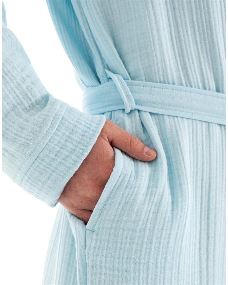Unisex Kimono Müslin Bornoz-Havlu Seti - Mint