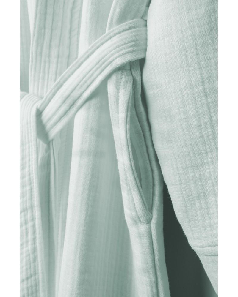 Unisex Kimono Müslin Bornoz-Havlu Seti - Mint