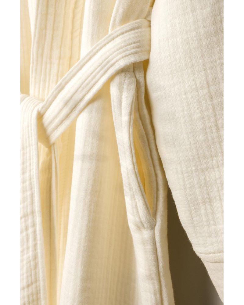 Unisex Kimono Müslin Bornoz-Havlu Seti - Ekru