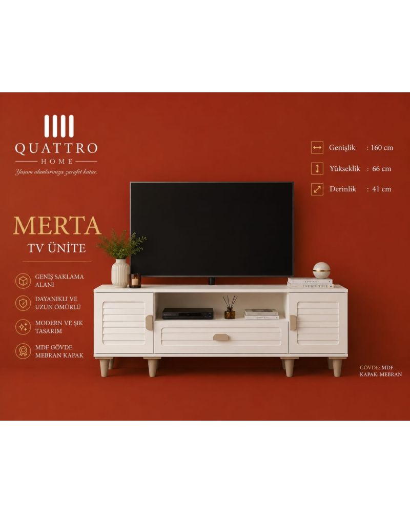 Merta TV Ünitesi – Modern Tasarım, Geniş Saklama Alanı, MDF Gövde