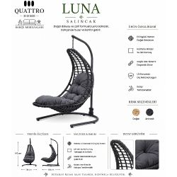 Luna Rattan Bahçe Ve Balkon Salıncağı Antrasit