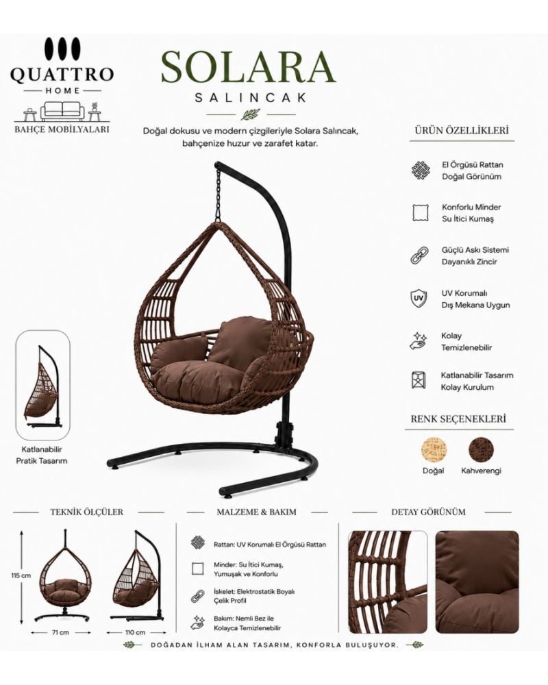 Solara Rattan Bahçe Ve BalkonSalıncağı