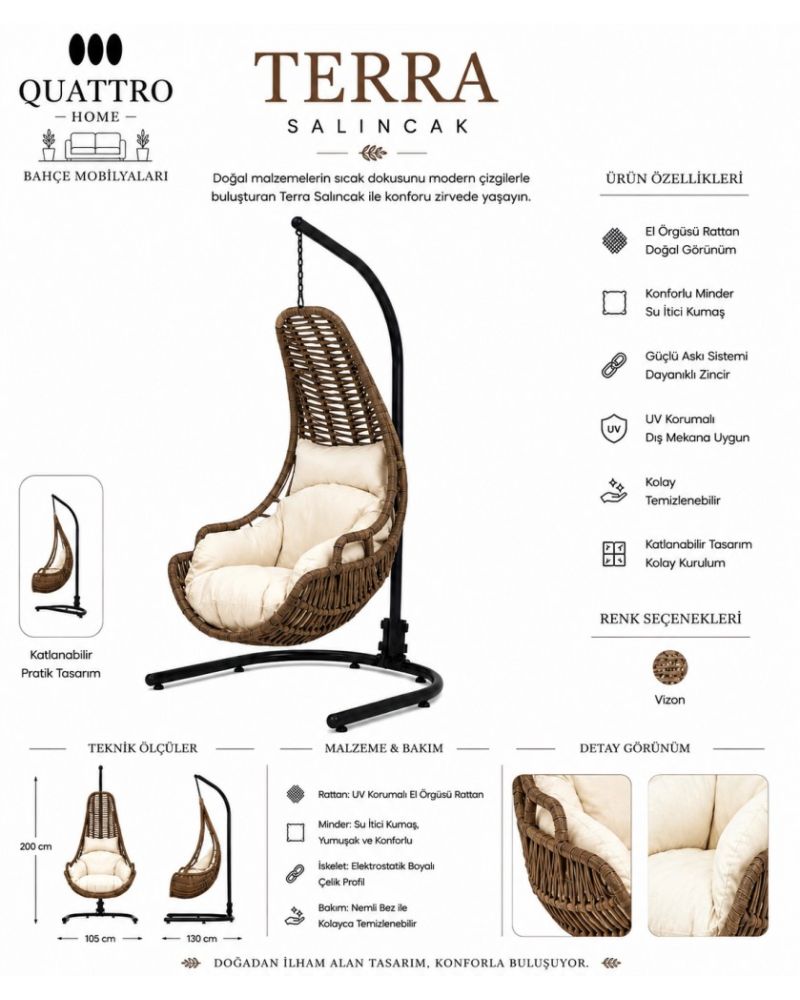 Terra Rattan Bahçe Ve Balkon Salıncağı
