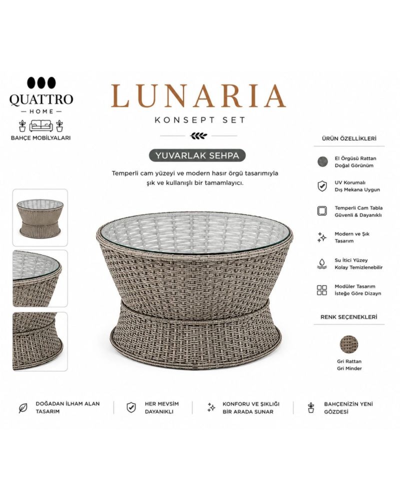 Lunaria Rattan Bahçe Ve Balkon Orta Sehpa