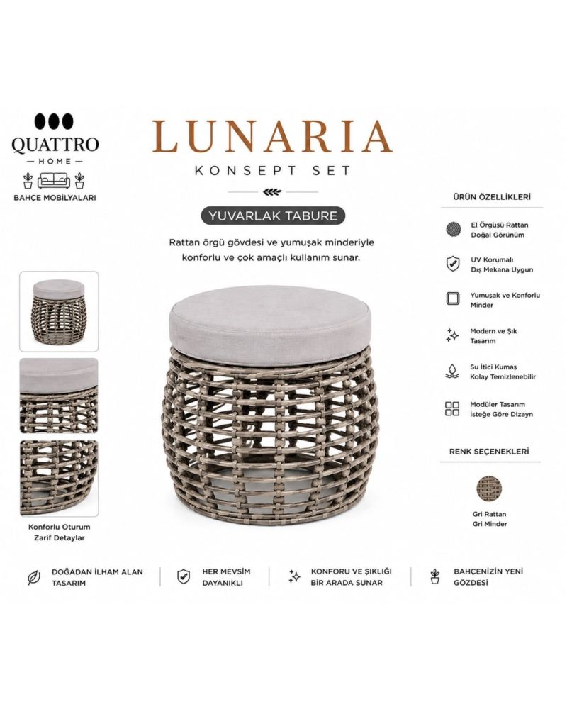 Lunaria Rattan Bahçe Ve Balkon Puf