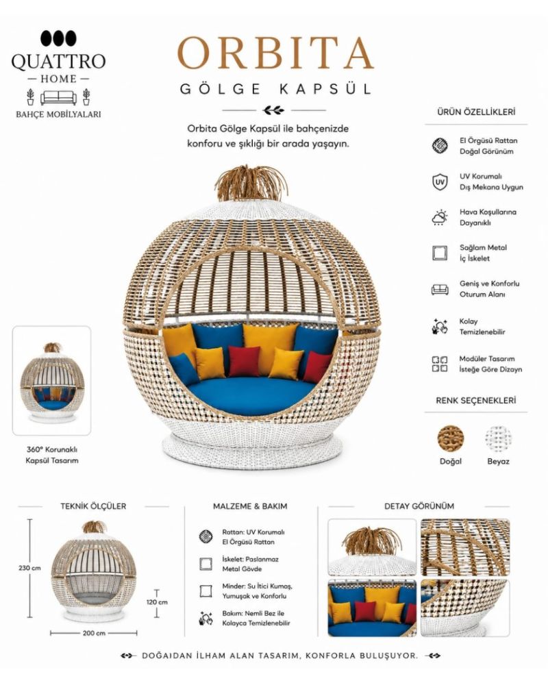 Orbita Rattan Kapsül Bahçe Oturma Seti