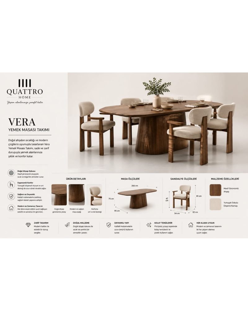 Vera Modern Yemek Masası Takımı