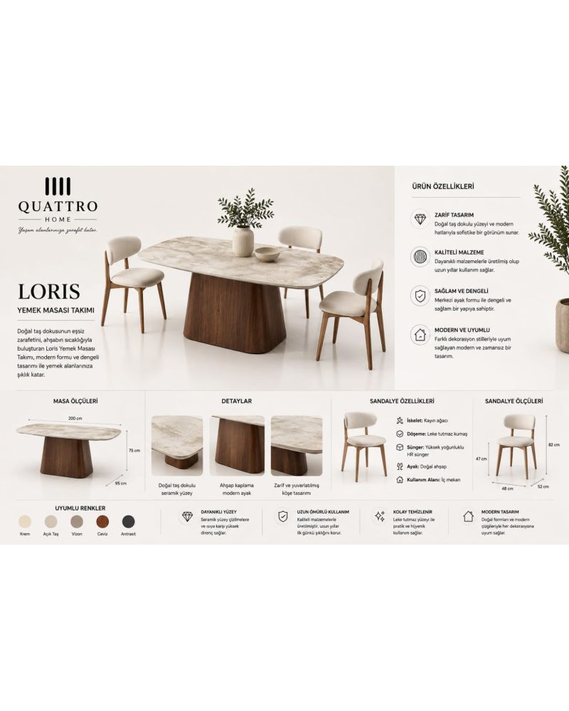 Loris Modern Yemek Masası