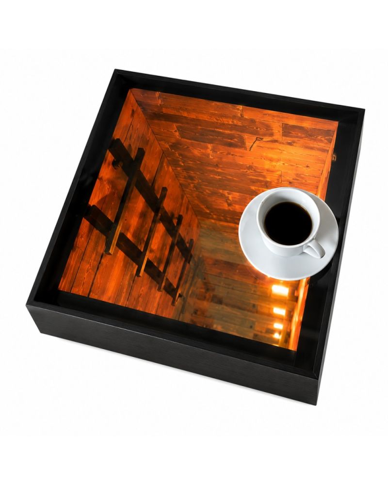 Quattro Home Mono Siyah Sonsuz Sehpa 60x60 70x70 Modern Ahşap Dokulu Sehpa