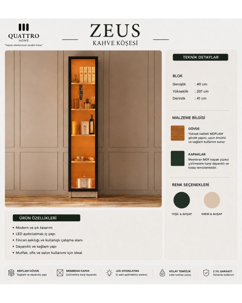 Zeus Tekli Kahve Köşesi Rafı
